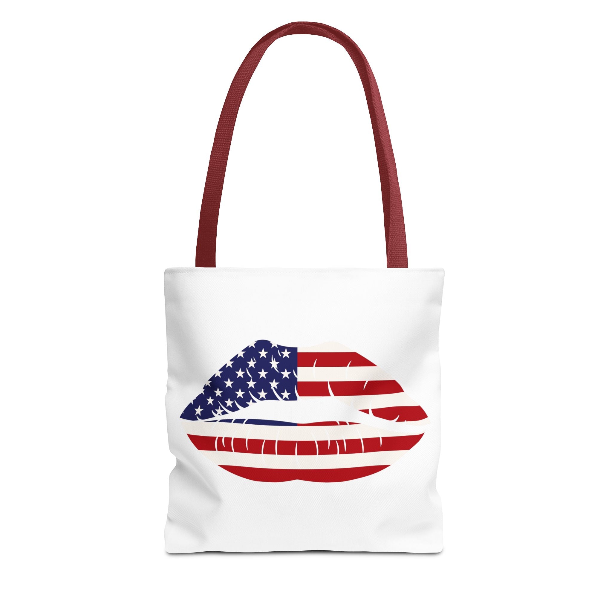 American Flag Lip Print Tote Bag — Patriotic 4th of July Beach & Everyday Tote