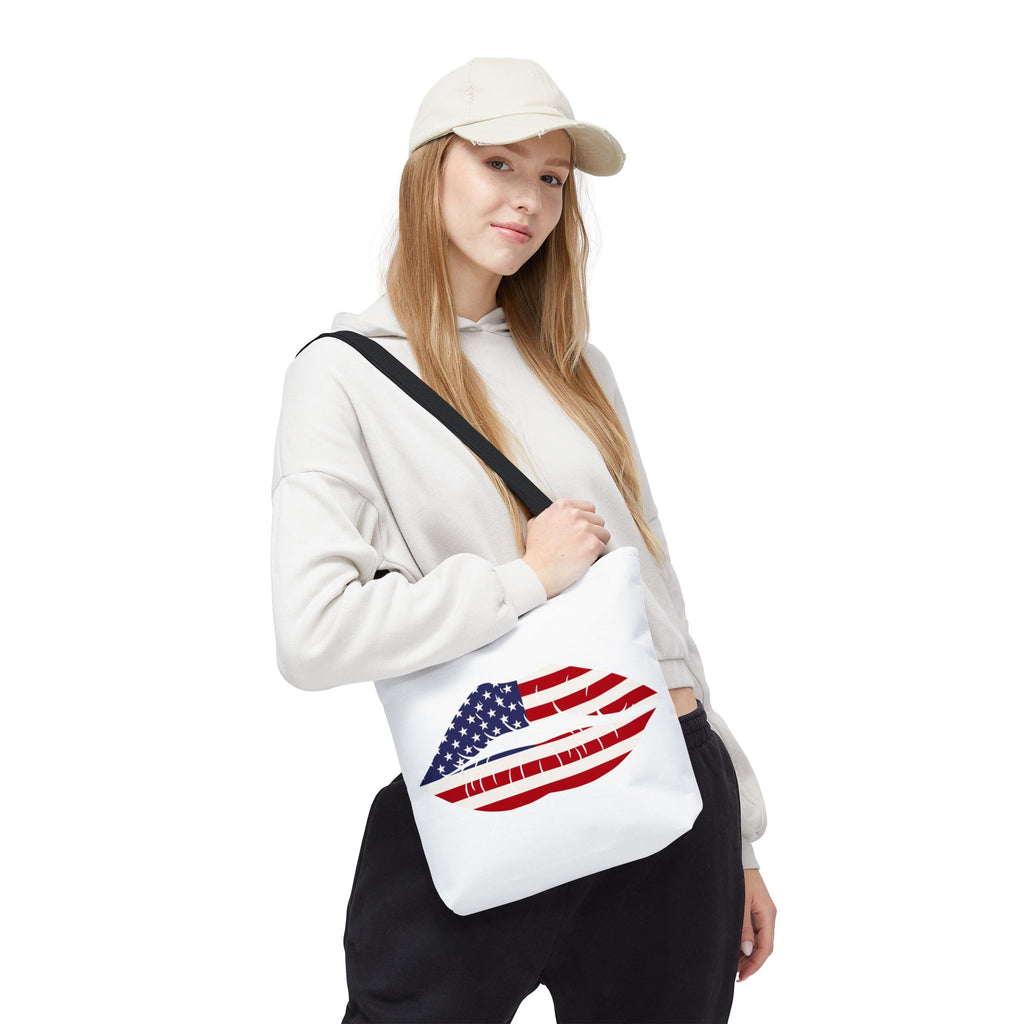 American Flag Lip Print Tote Bag — Patriotic 4th of July Beach & Everyday Tote